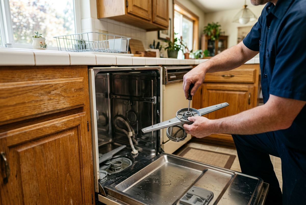 Dishwasher Repair technician at work