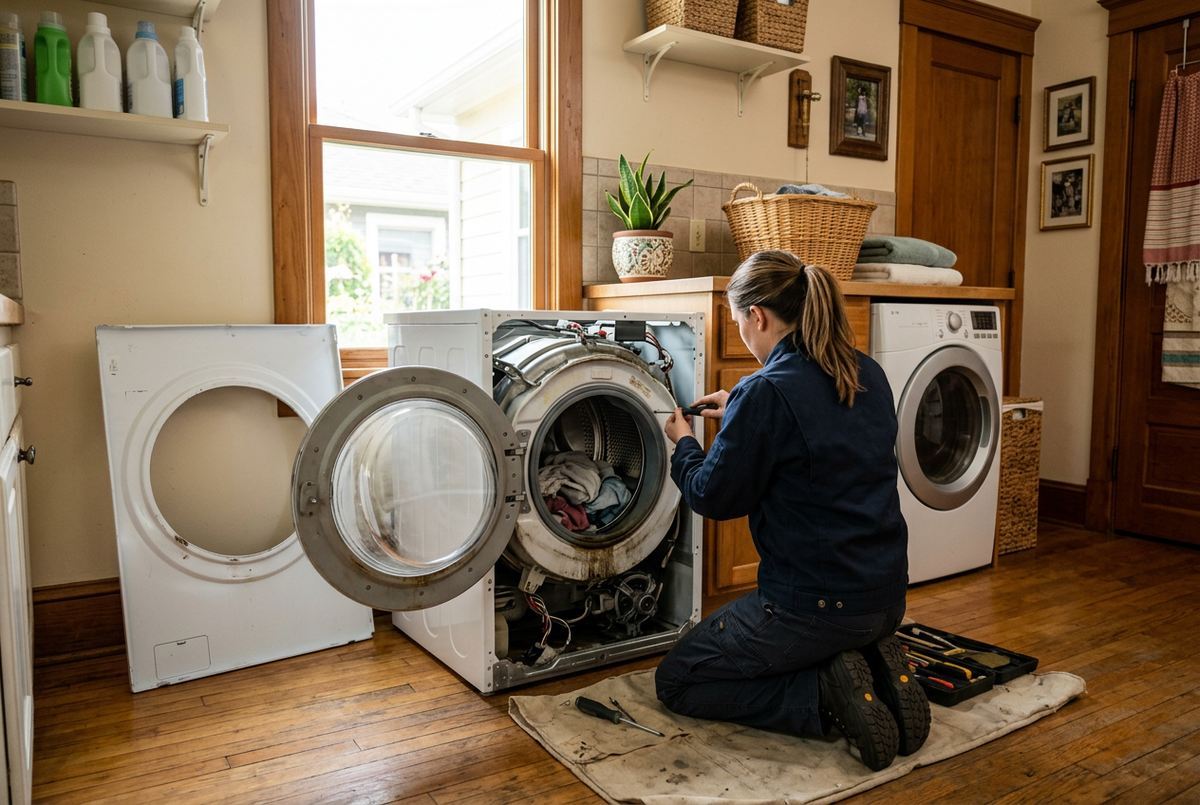 Washer Repair technician at work
